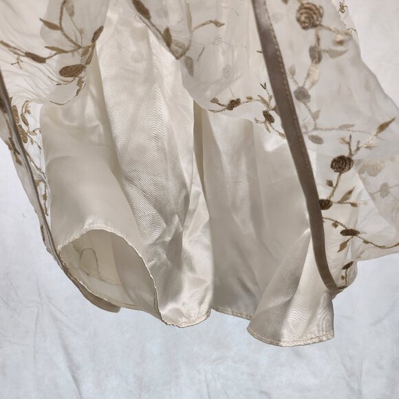 Beige/Cream & Gold Girls Dress with Ribbon - Picture 4 of 8